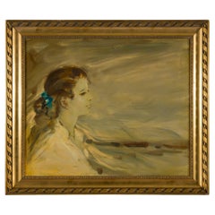 1940s Italian Signed Framed Portrait