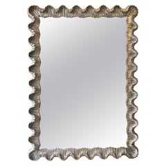 1940s Italian Silver Carved Wood Mirror