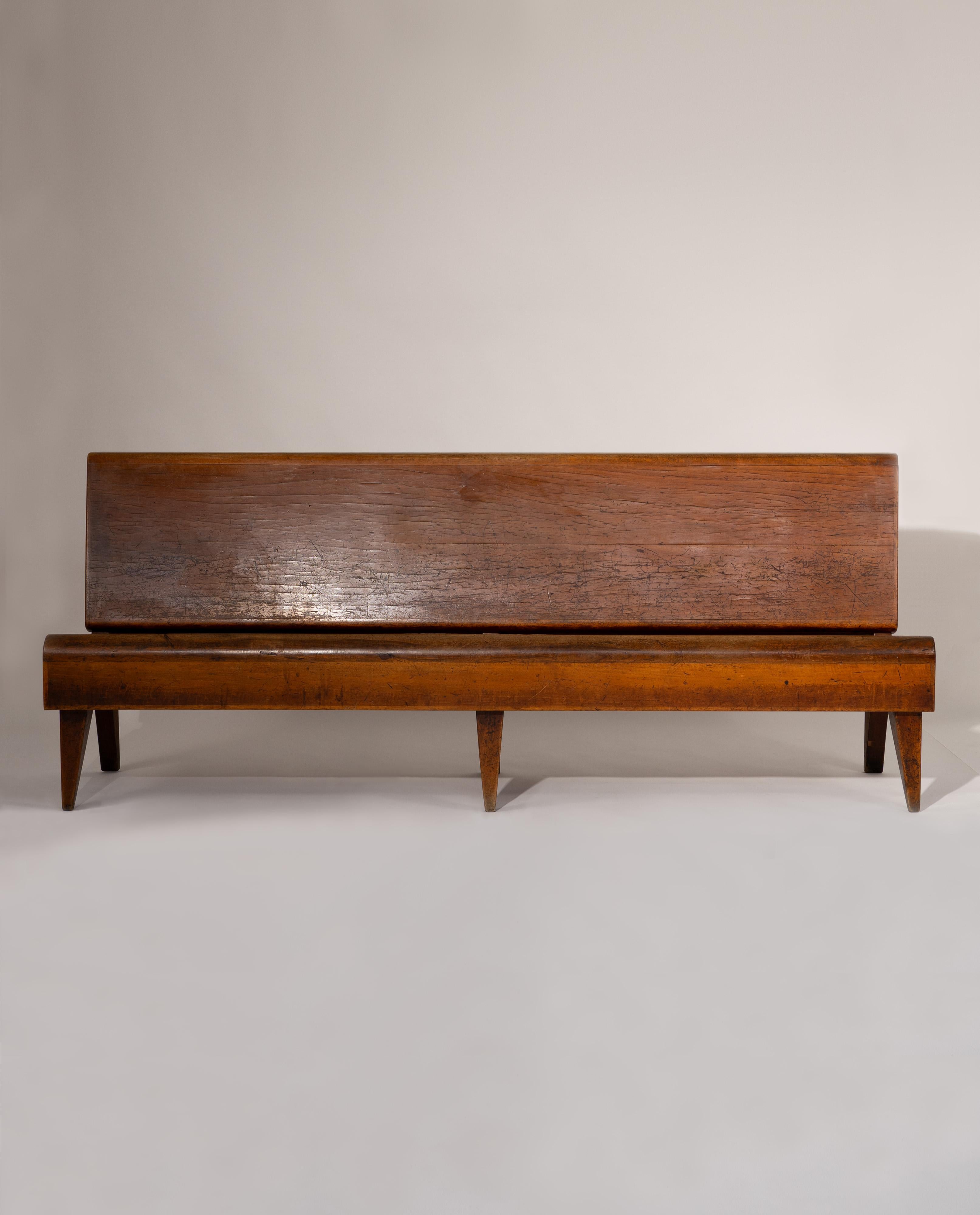 Banco italiano de madera maciza de mediados de siglo de 1940 Moderno de mediados de siglo en venta