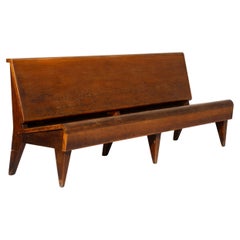 1940s Italian Solid Wood Mid-Century Bench