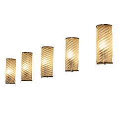 Apliques de pared italianos de los años 40, de cristal en espiral con detalles de latón