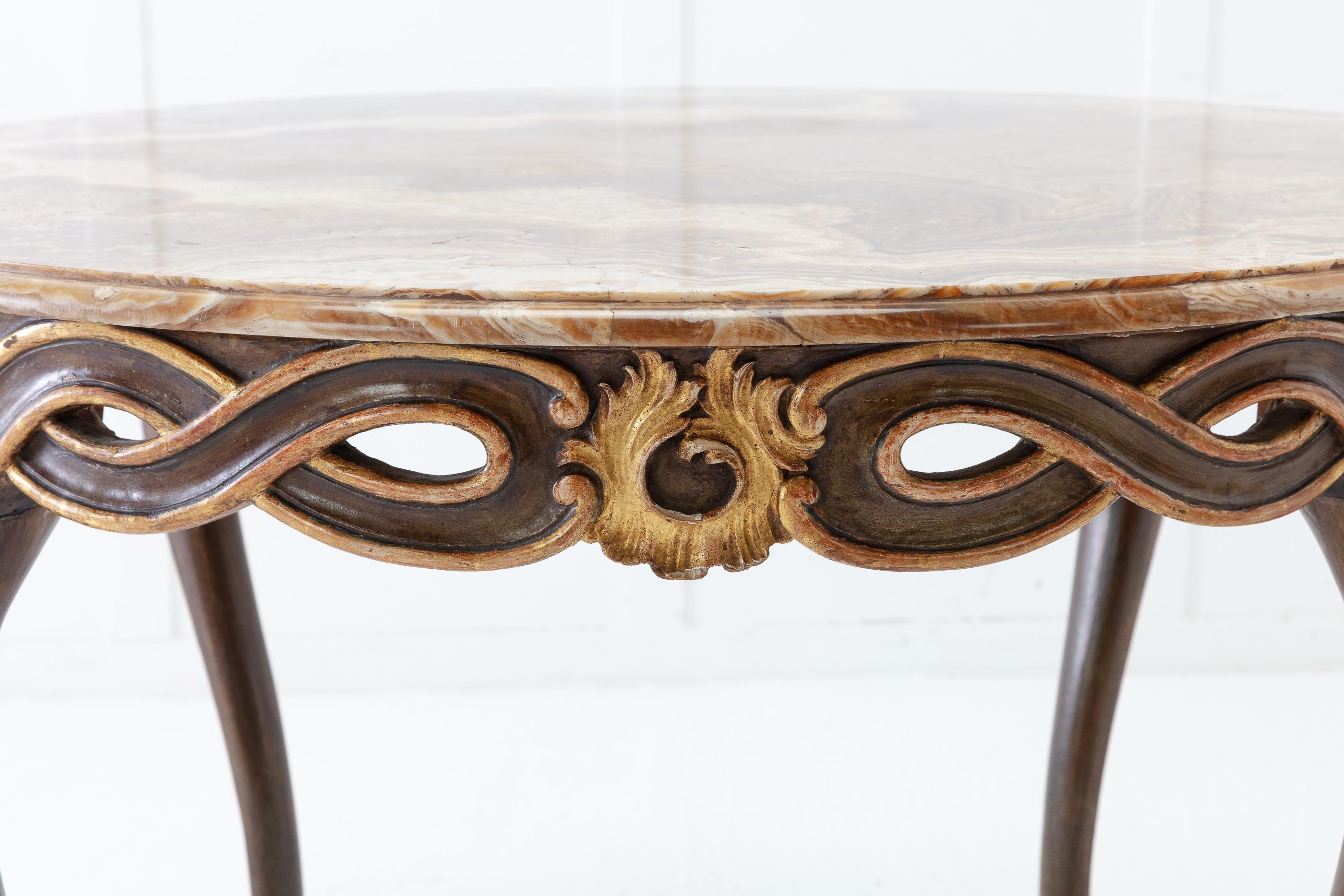 Mid-20th Century 1940s Italian Table with Onyx Top