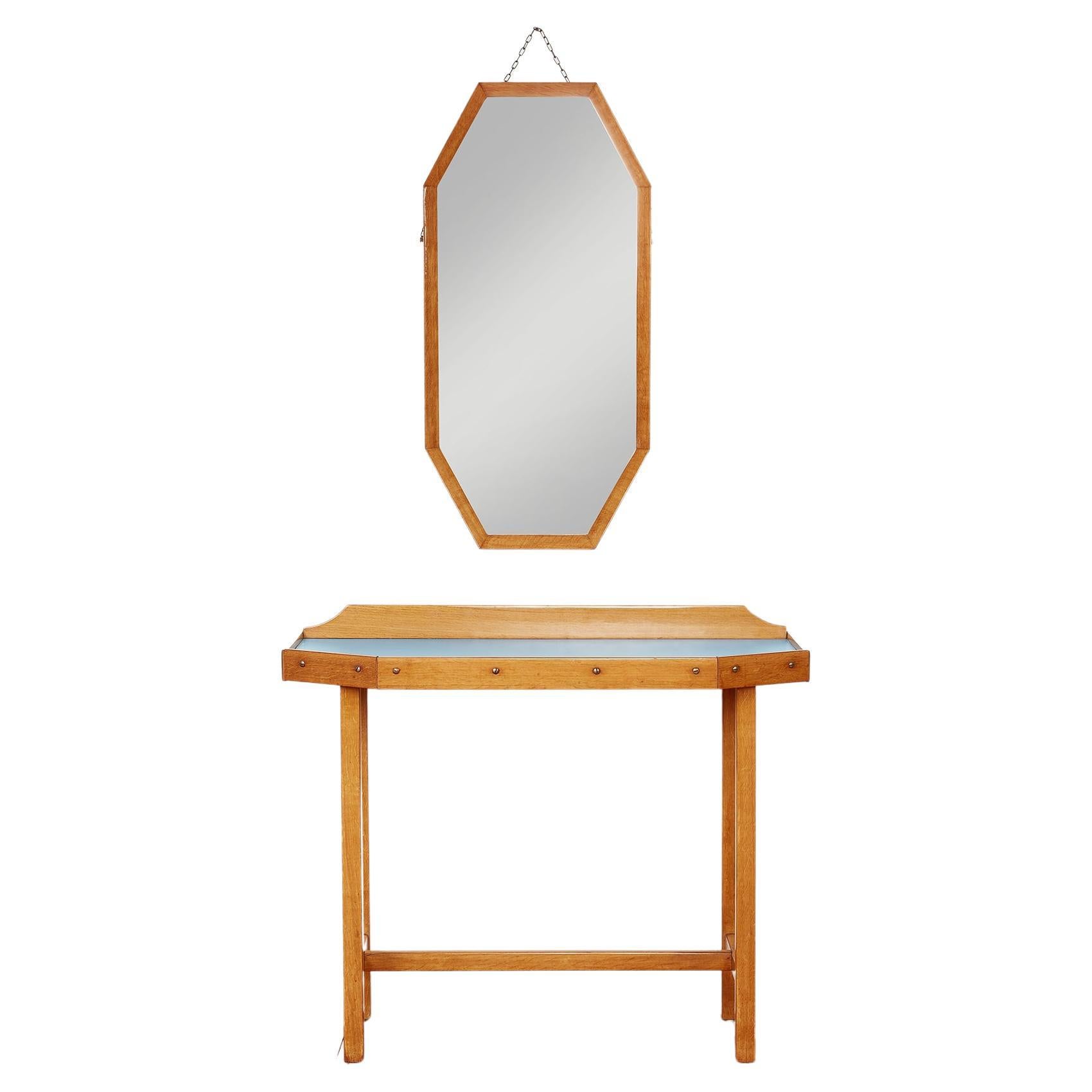 1940's, Italian Vanity Console & Mirror For Sale