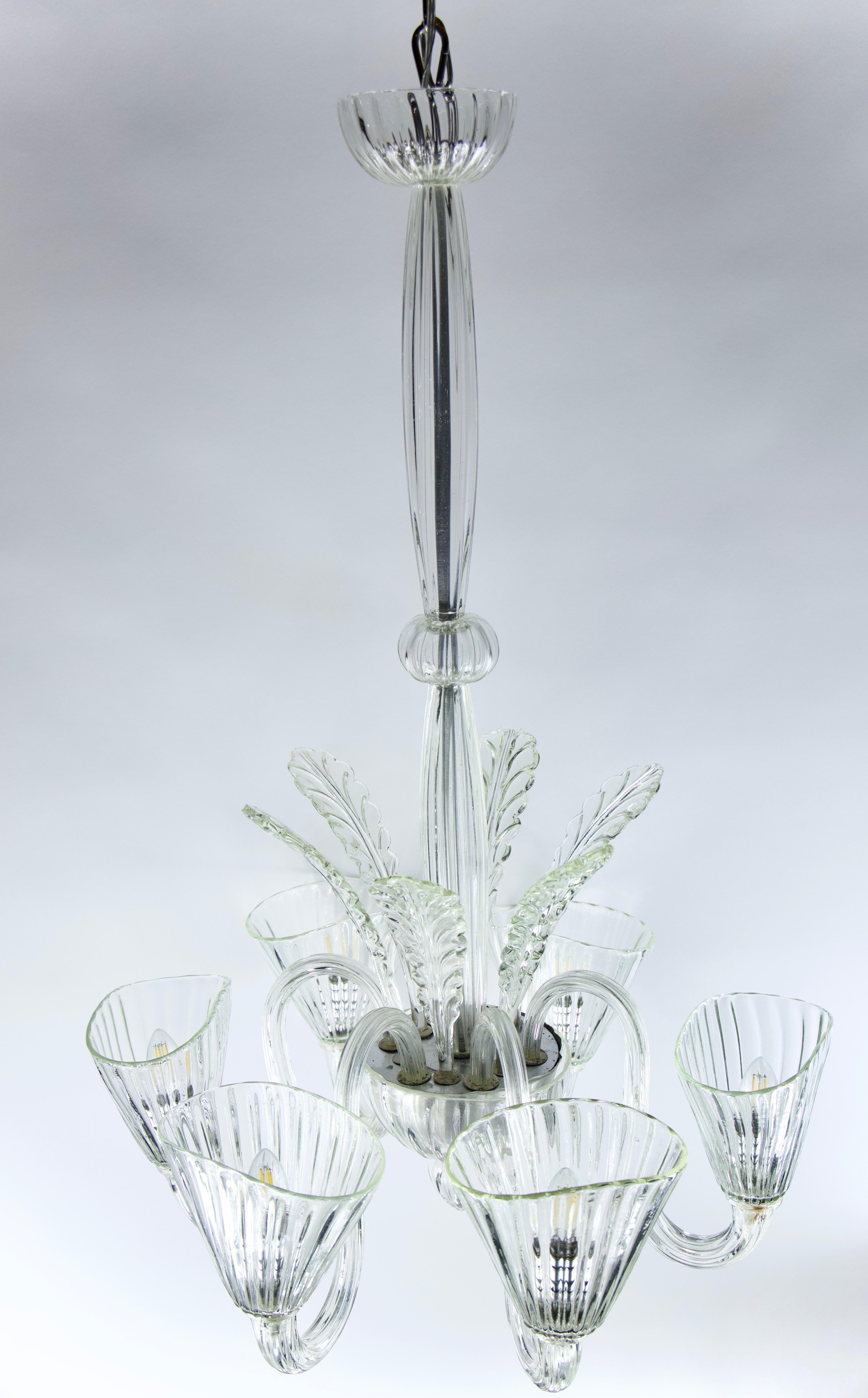 20th Century 1940s Italian Venetian Murano Glass Chandelier For Sale