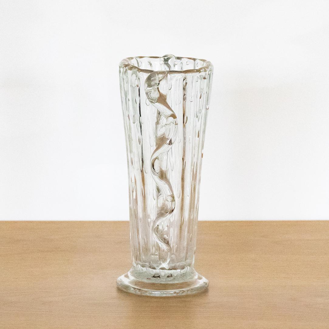 20th Century 1940's Italian Wavy Glass Vase