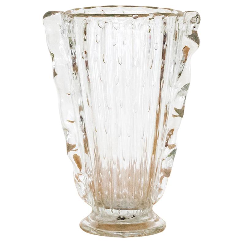 1940's Italian Wavy Glass Vase