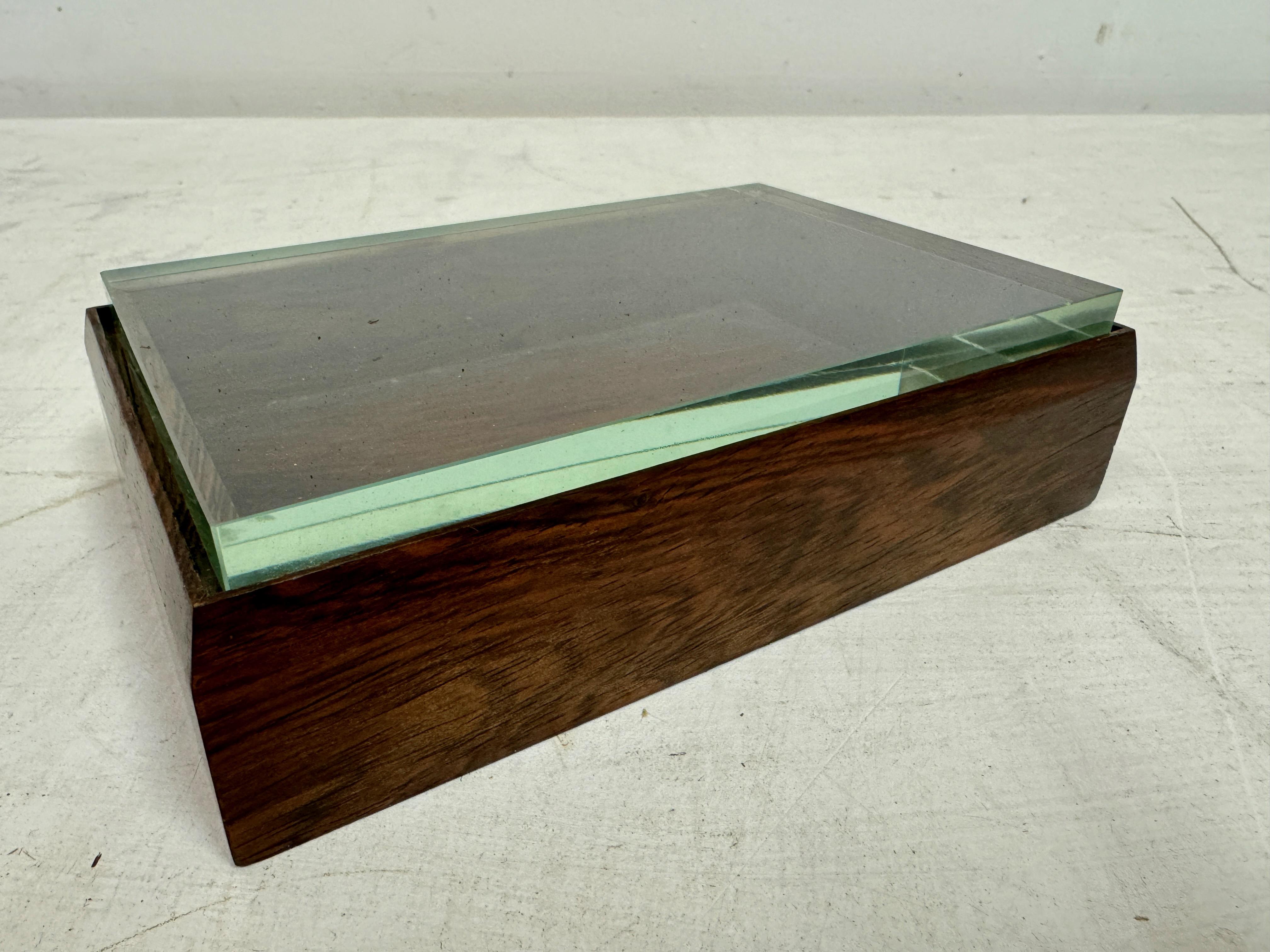 Caja italiana de madera y cristal de los años 40 de Pietro Chiesa para Fontana Arte Moderno de mediados de siglo en venta