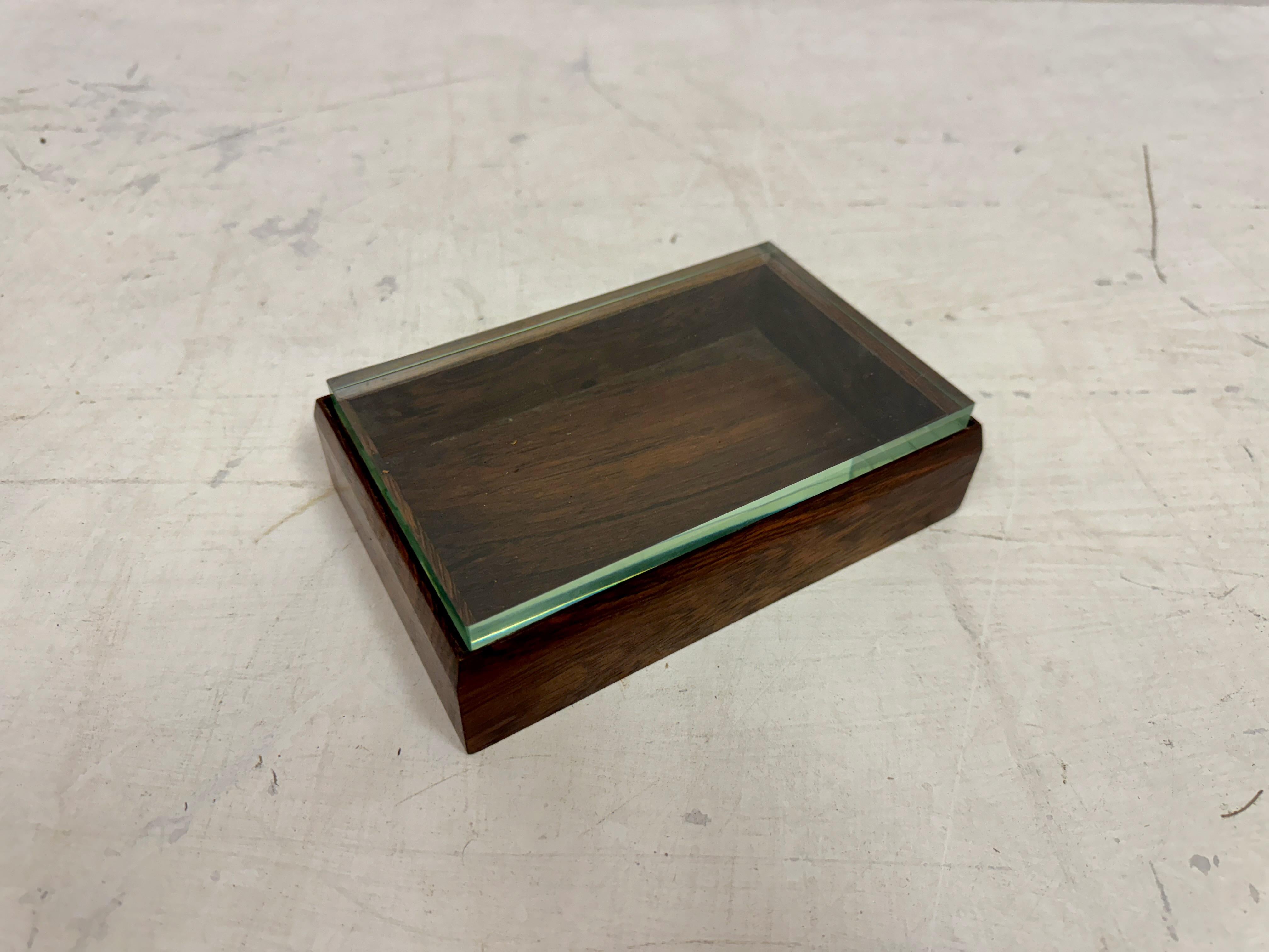 Caja italiana de madera y cristal de los años 40 de Pietro Chiesa para Fontana Arte Italiano en venta