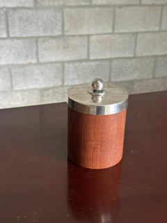 Vaso con coperchio in teak e argento Jacob Ängman del 1940 per I. A. B.