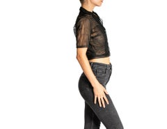 1940S JACQUE FATH Black Haute Couture Rayon & Silk Net Top