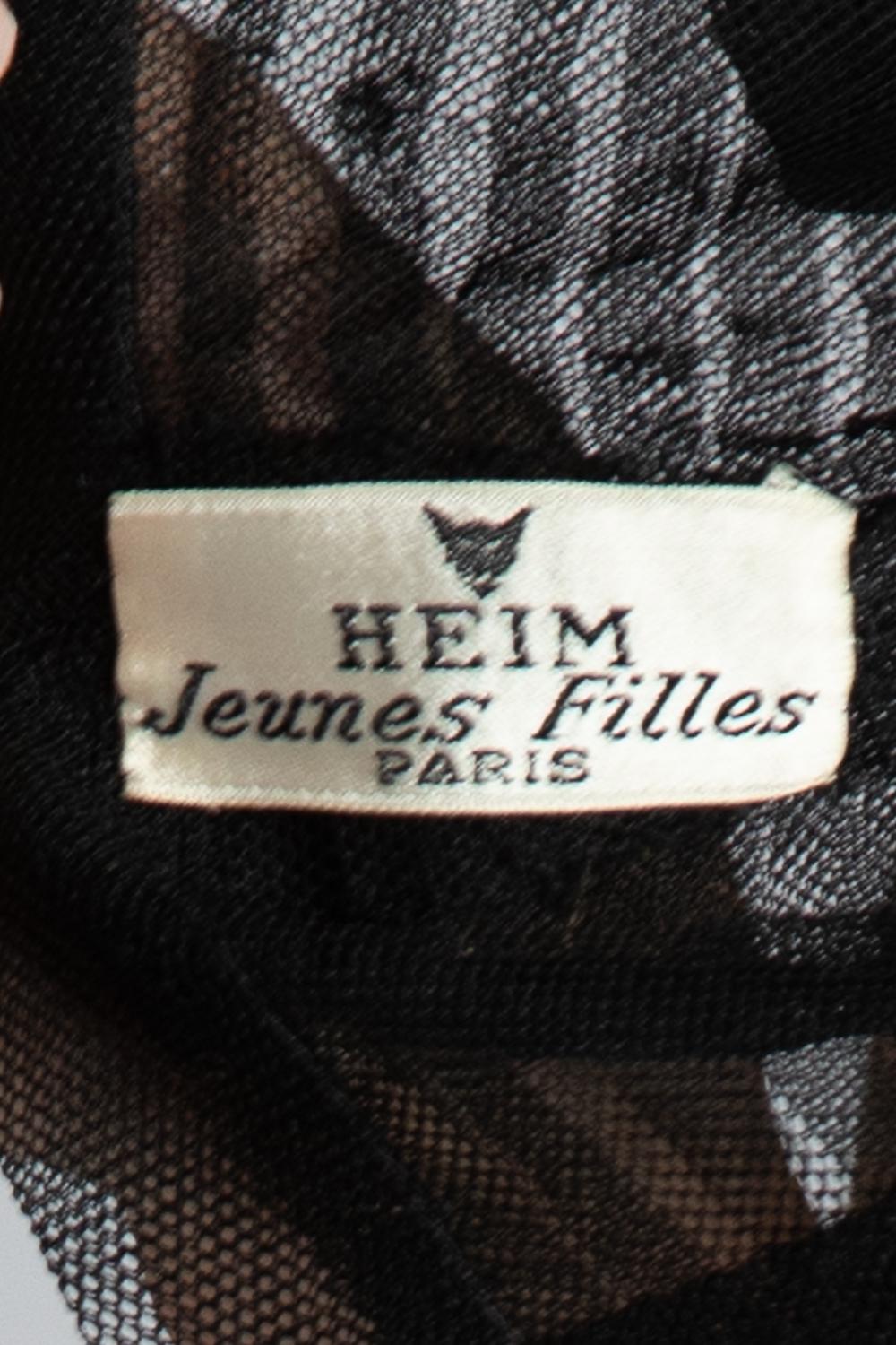 1940S JACQUE FATH Black Haute Couture Rayon & Silk Net Top For Sale 5