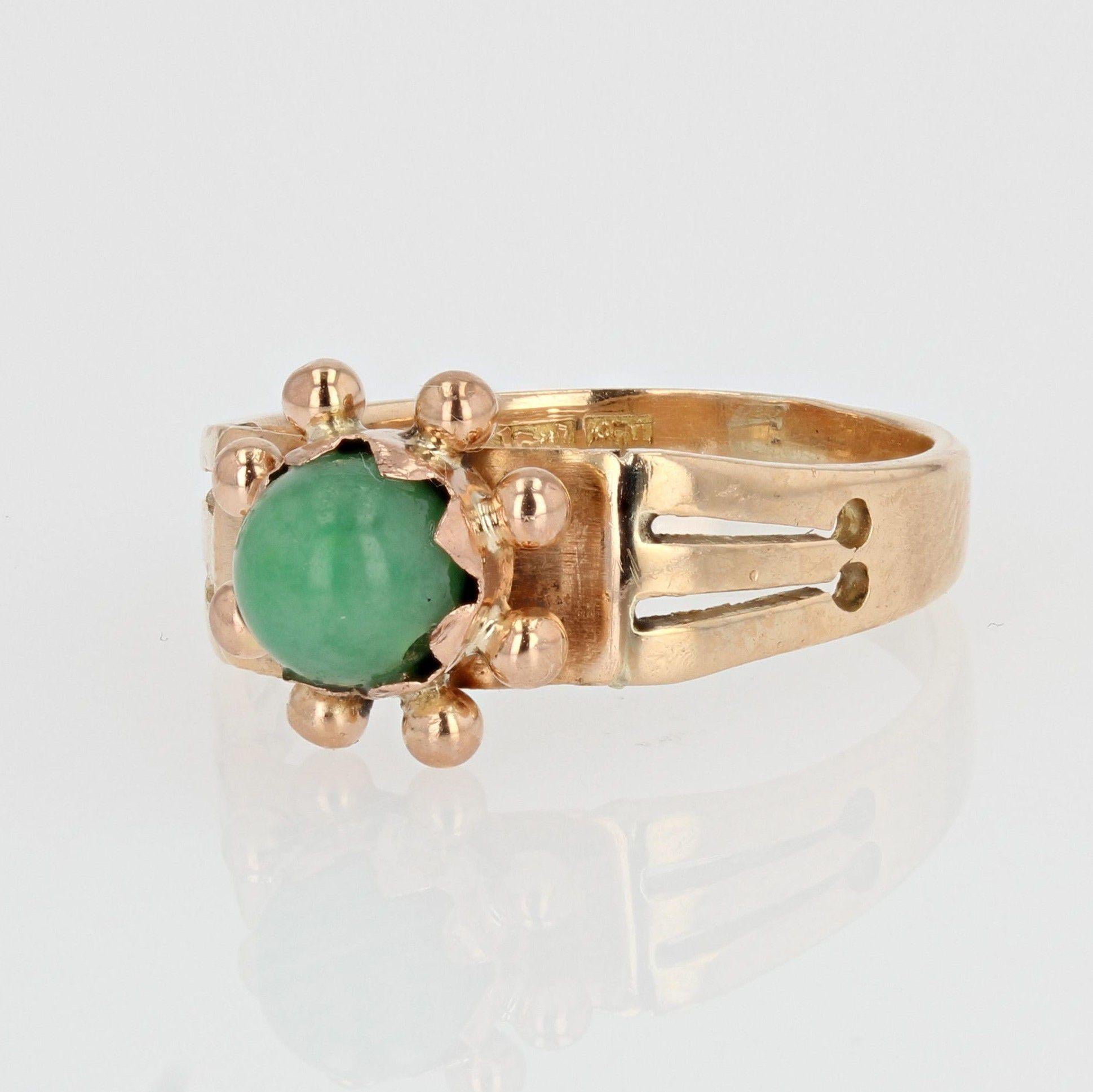 Women's 1940s Jade 18 Karat Rose Gold Ring