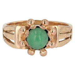 Vintage 1940s Jade 18 Karat Rose Gold Ring