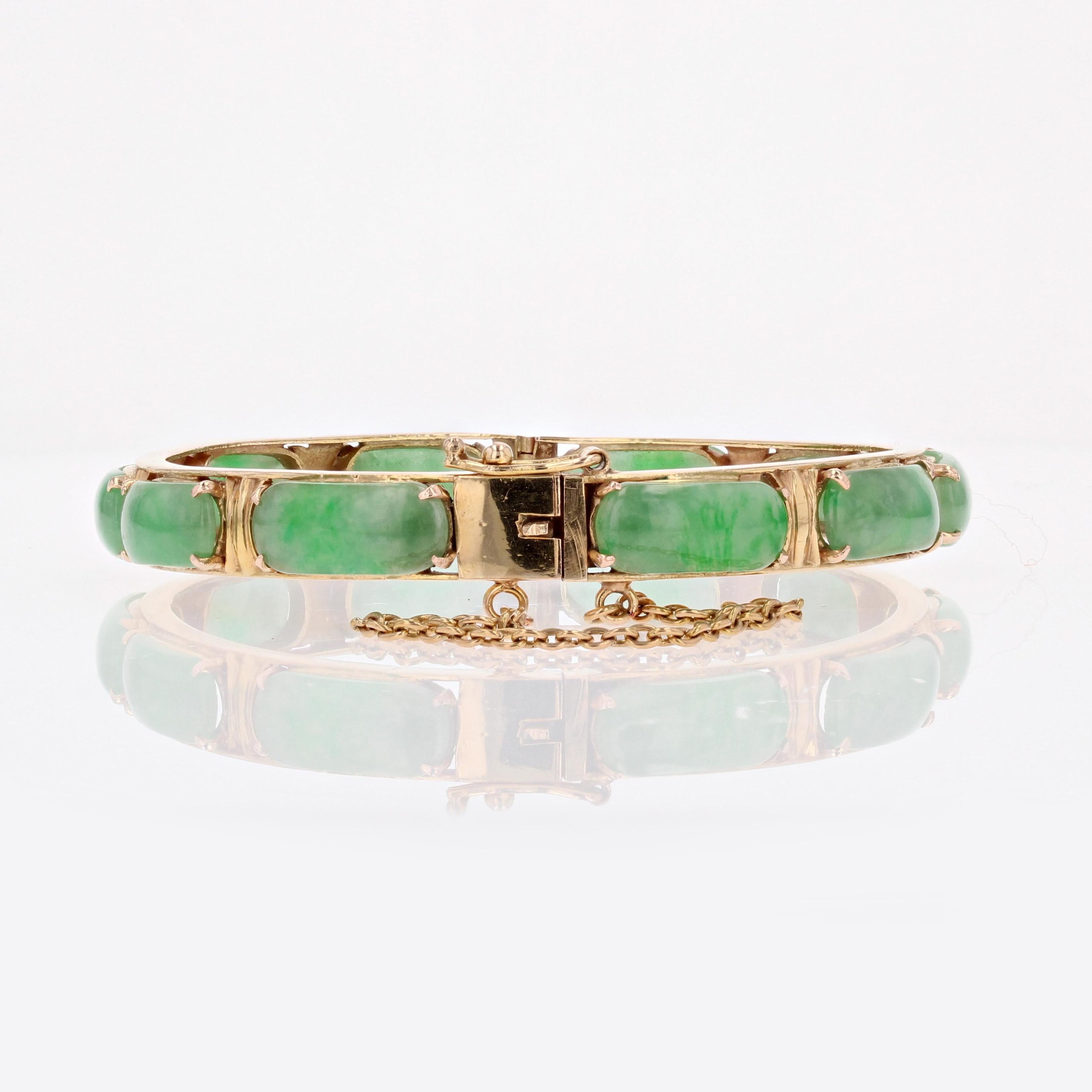 Bracelet jonc en or jaune 18 carats et jade des années 1940 Pour femmes en vente