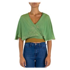 1940S Jade Green Silk Japanese Wrap Top