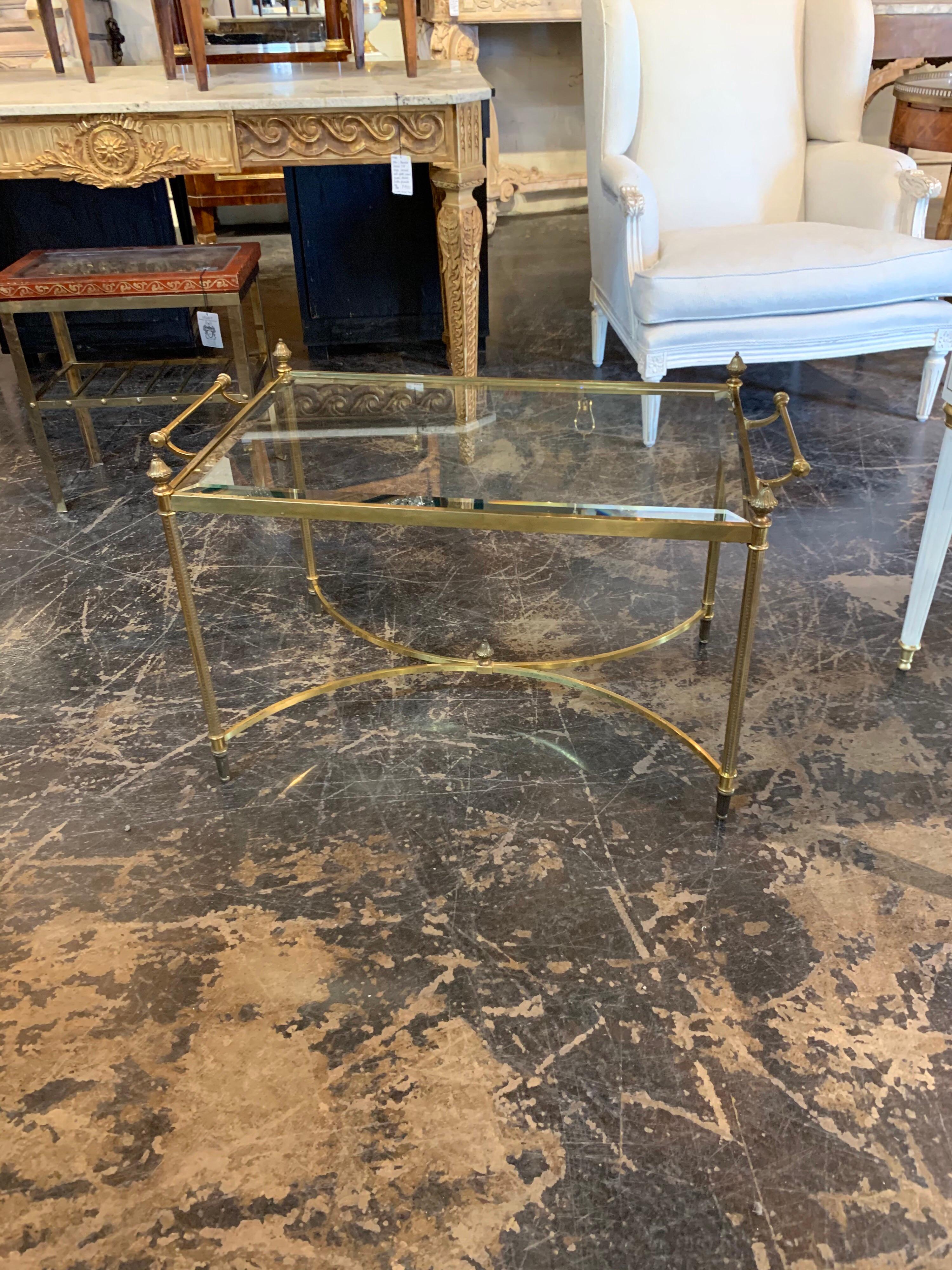 1940s Jansen Style Brass Cocktail Table In Good Condition In Dallas, TX