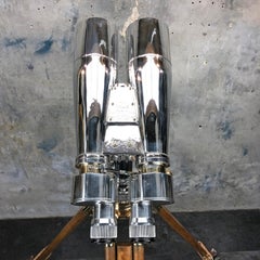 1940s Japanese Fuji Meibo 15x80 4deg Naval Binoculars, Antique Tripod & Castors