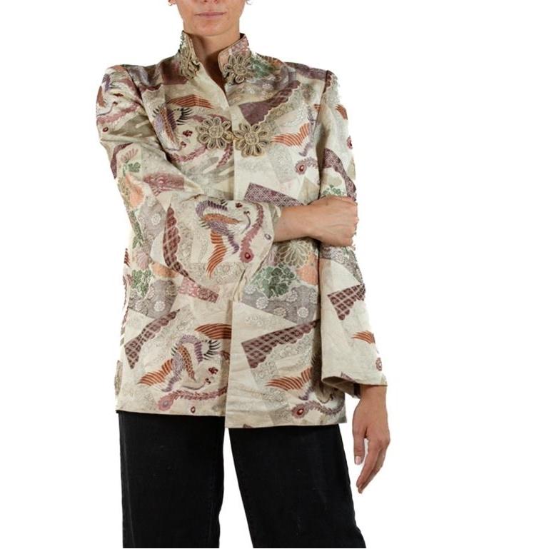 1940S Japanese Kimono Silk Brocade Jacket For Sale 2