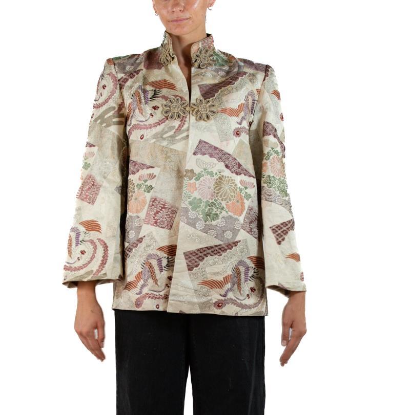 1940S Japanese Kimono Silk Brocade Jacket For Sale 3
