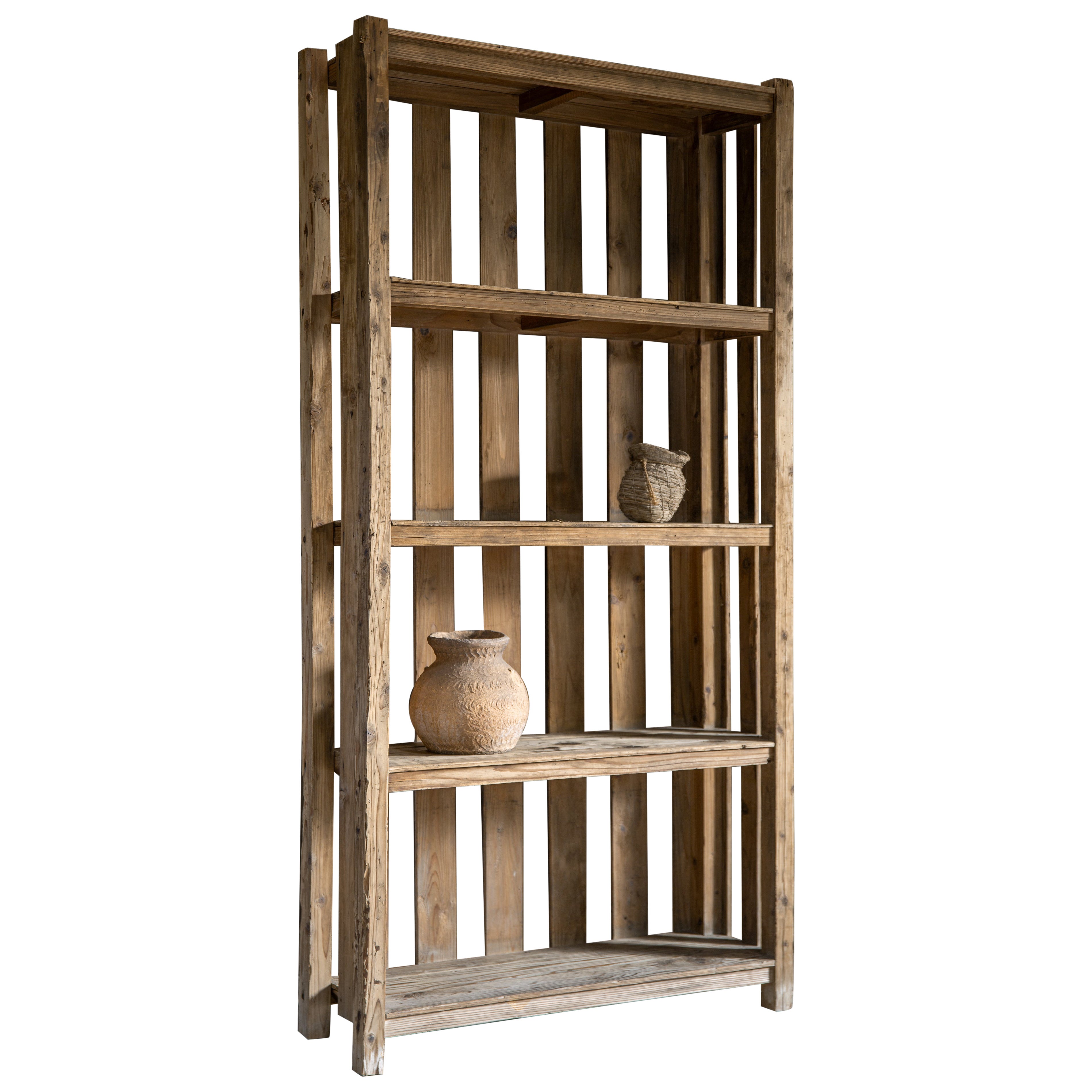 1940s japonés vintage de madera maciza 4 niveles de altura estante de almacenamiento wabi sabi orgánica en venta