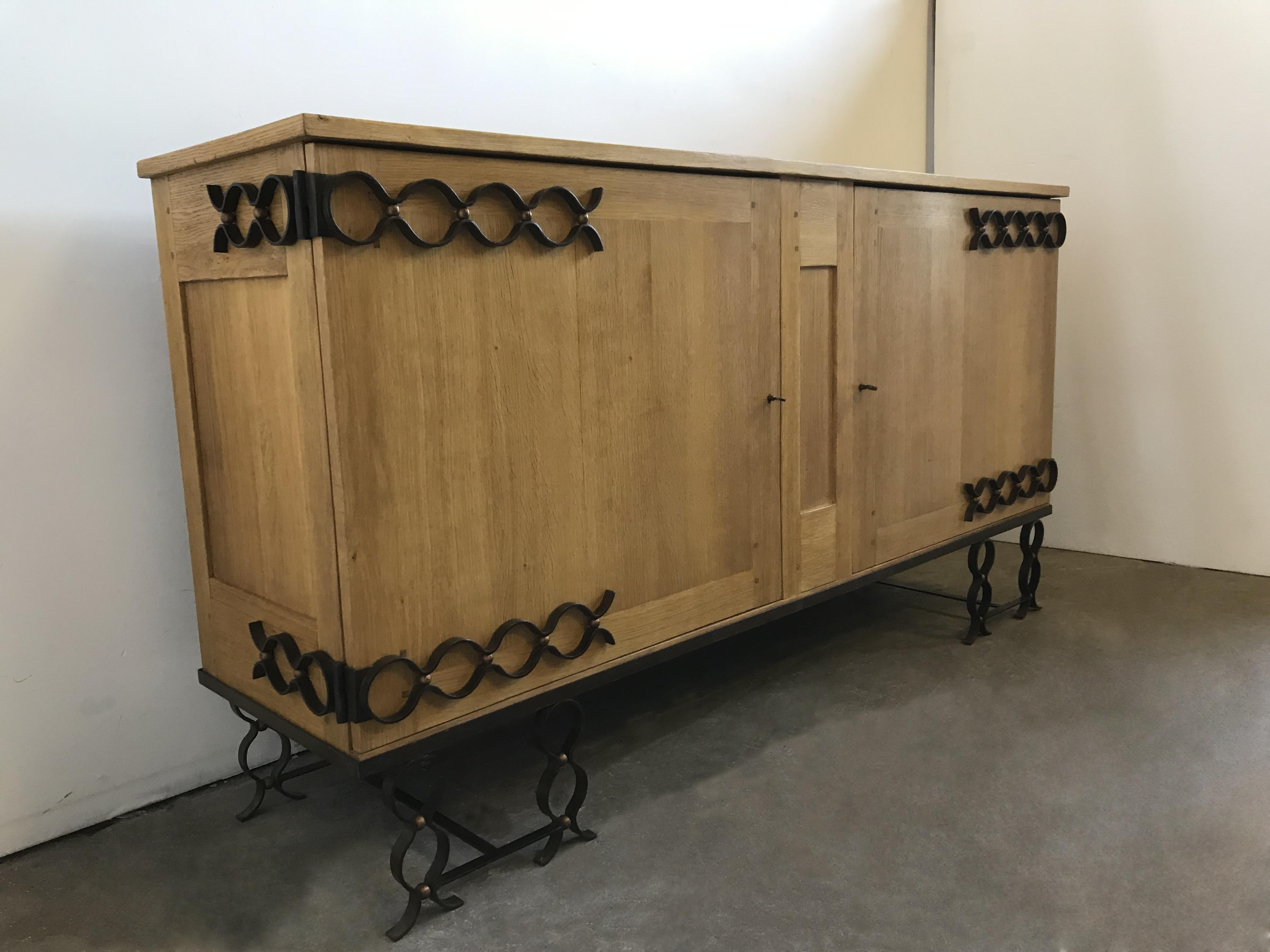 French 1940s Jean Royère Oak Credenza