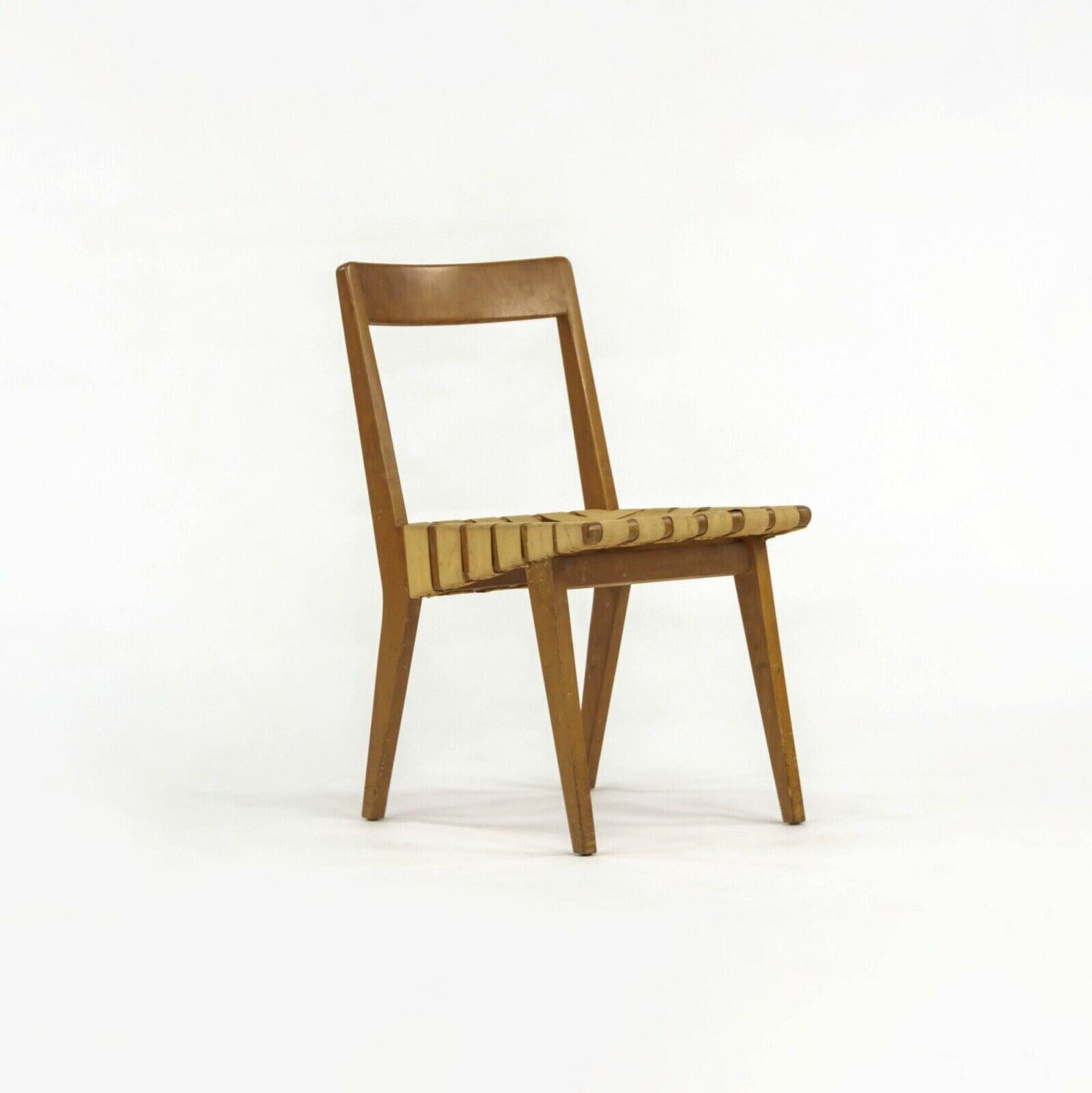 Modern 1940s Jens Risom For Knoll Associates 666 WSP Dining Chair with Webbing in Maple For Sale