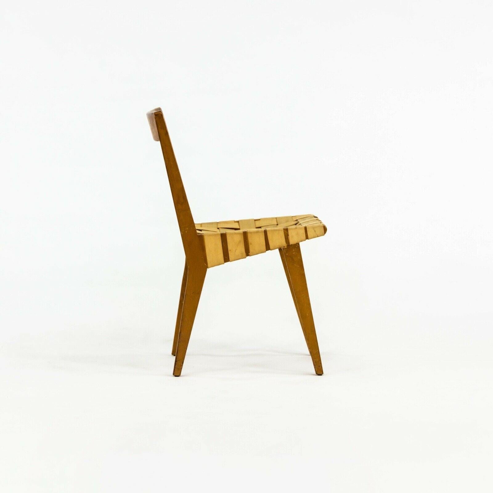 American 1940s Jens Risom For Knoll Associates 666 WSP Dining Chair with Webbing in Maple For Sale