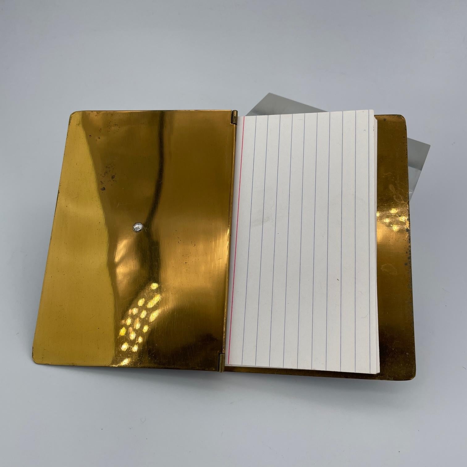 1940s Jeweled Enameled Brass Daybook Phonebook Note Pad with Stone Buddah For Sale 2