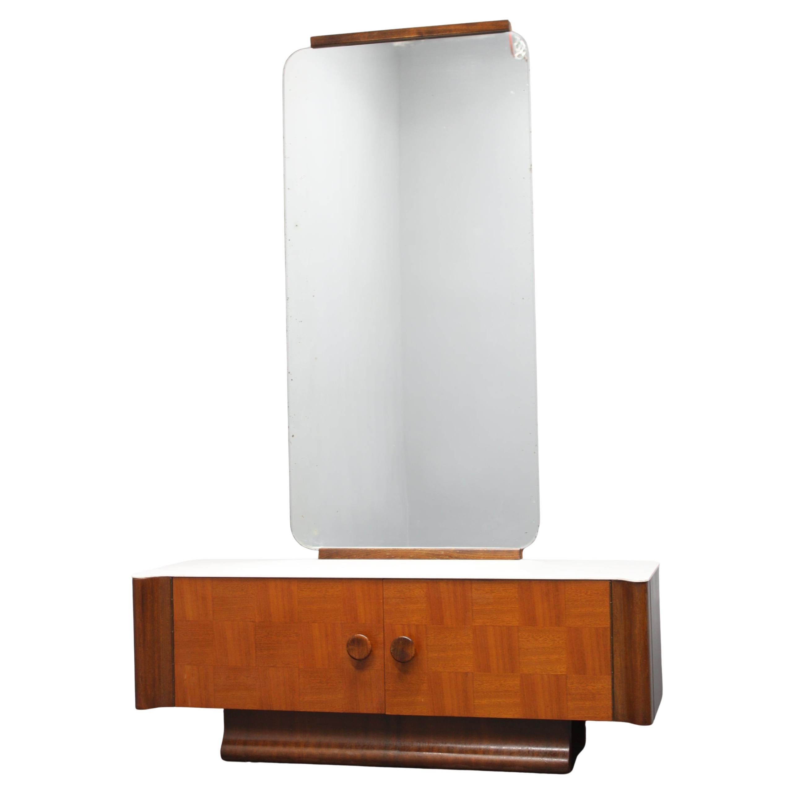 1940s Jindrich Halabala Mirror Cabinet, Czechoslovakia