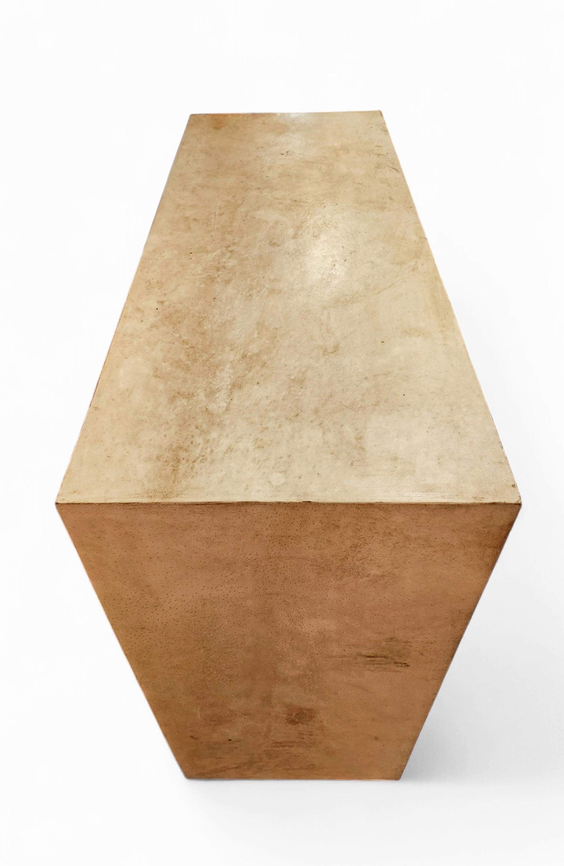 Legno 1940s J.M. Frank-Style Parchment-Covered Wood Cabinet by Comte S.A., Argentina in vendita