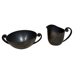 1940s Just Andersen Pewter Sugar Creamer Set Denmark