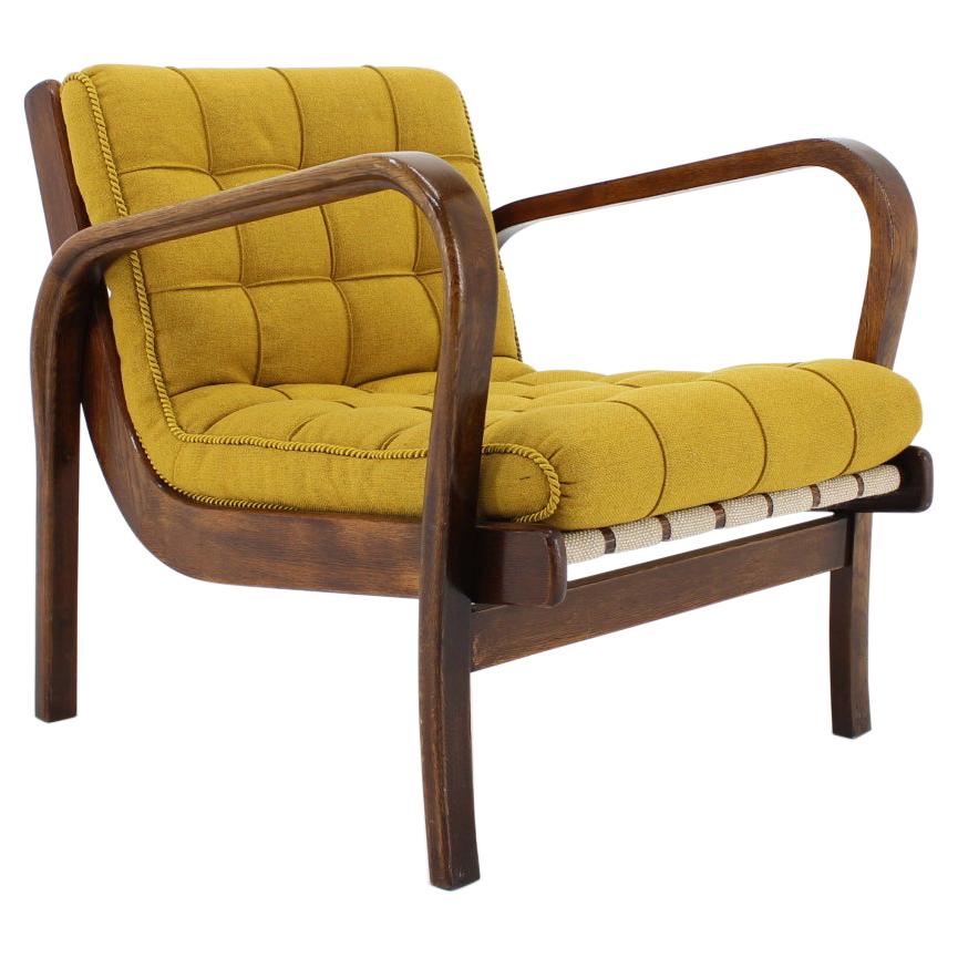 1940s Karel Kozelka And Antonin Kropacek Oak Armchair, Czechoslovakia