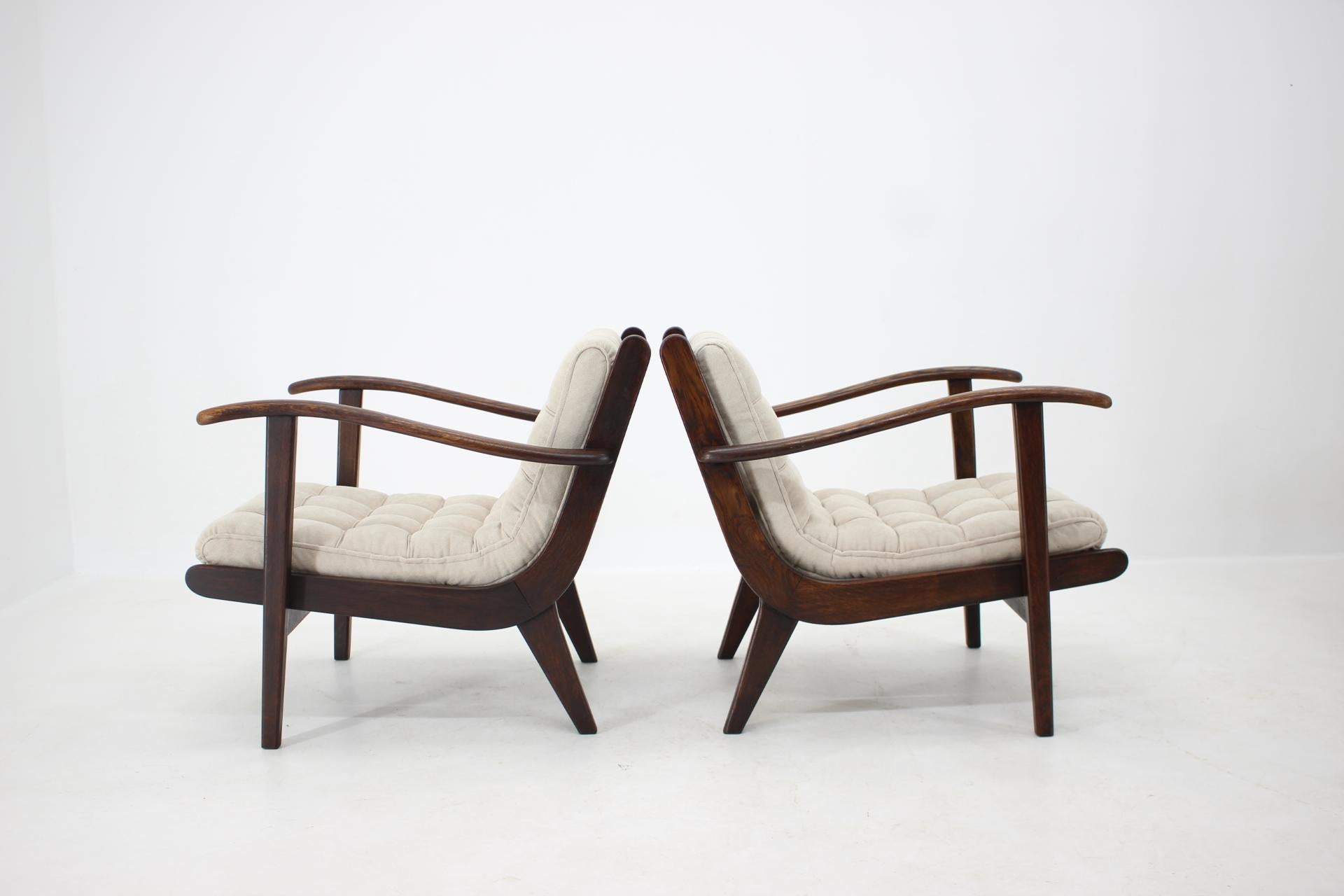 Fabric 1940s Karel Koželka, Antonín Kropáček Armchair, Czechoslovakia