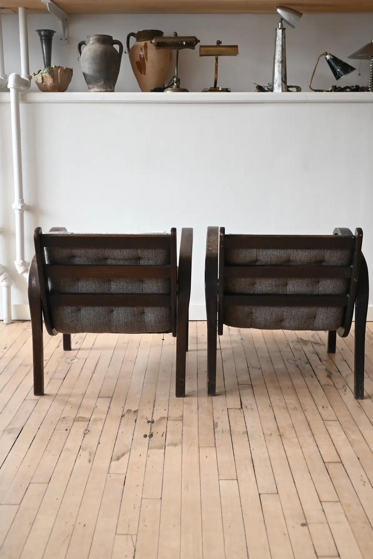 1940's Karel Koželka & Antonín Kropáček Armchairs, a Pair In Good Condition For Sale In Hudson, NY