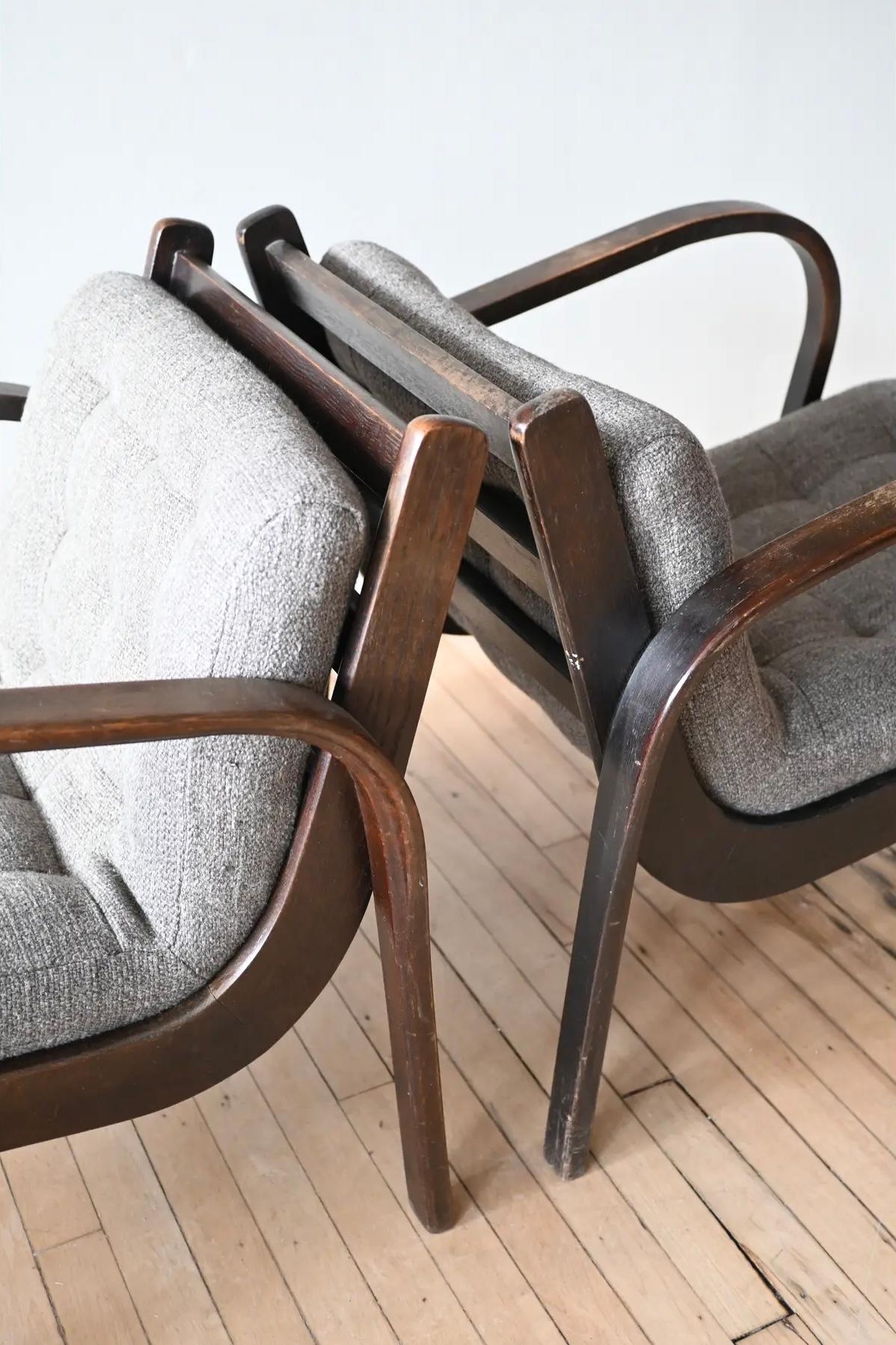 20th Century 1940's Karel Koželka & Antonín Kropáček Armchairs, a Pair For Sale