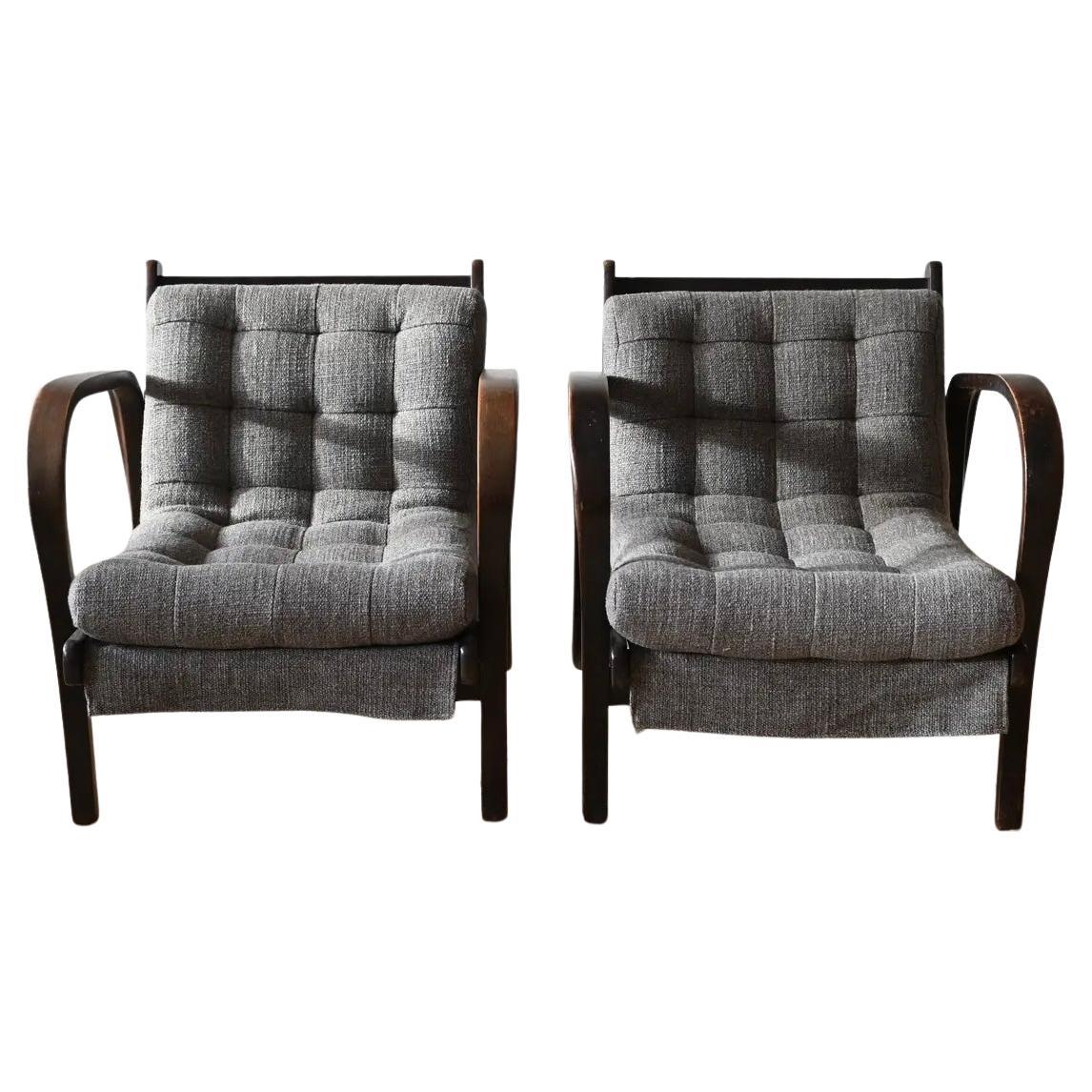 1940
s Karel Koželka 
Antonín Kropáček Armchairs, a Pair For Sale