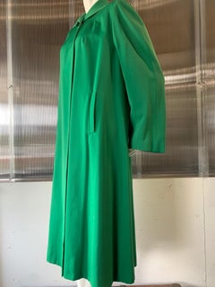 1940s Kelly Green Wool Gabardine Stroller Coat W/ Peter Pan Collar