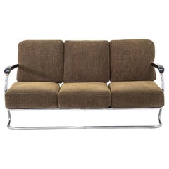 1940s Kem Weber for Lloyd SD-17-C Three Seat Tubular Steel Sofa in Fabric