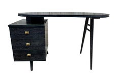1940's Kidney Shaped Cerused Desk by Gilbert Rohde