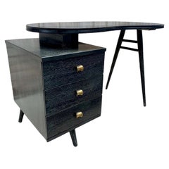 1940's Kidney Shaped Cerused Desk by Gilbert Rohde