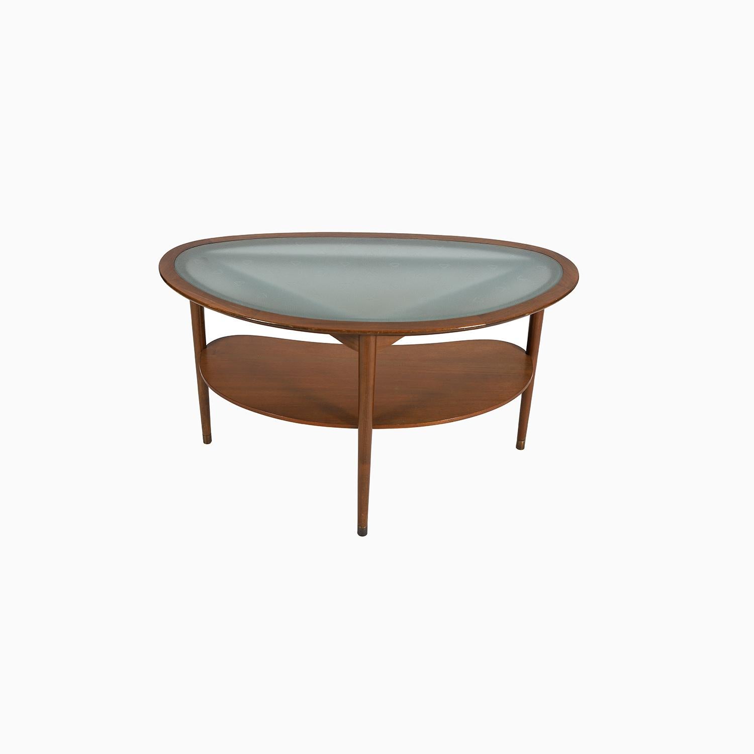 Européen Table basse en forme de rein avec plateau en verre par Anton Kildeberg, années 1940 en vente