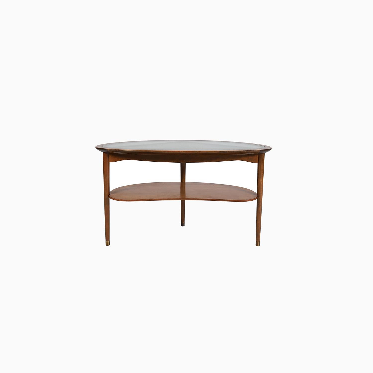 20ième siècle Table basse en forme de rein avec plateau en verre par Anton Kildeberg, années 1940 en vente