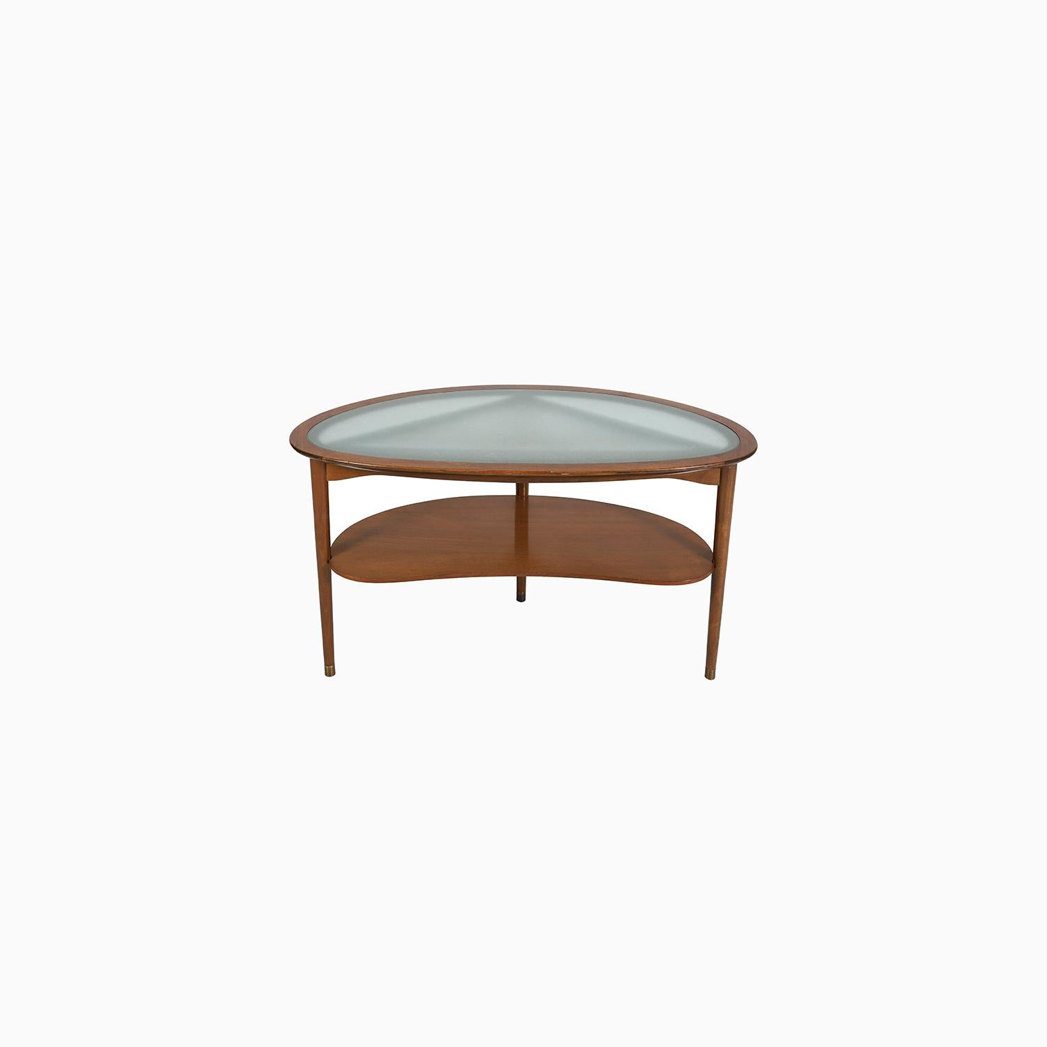 Acajou Table basse en forme de rein avec plateau en verre par Anton Kildeberg, années 1940 en vente