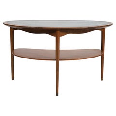 1940's Kidney Shaped Coffee Table with glass top by Anton Kildeberg