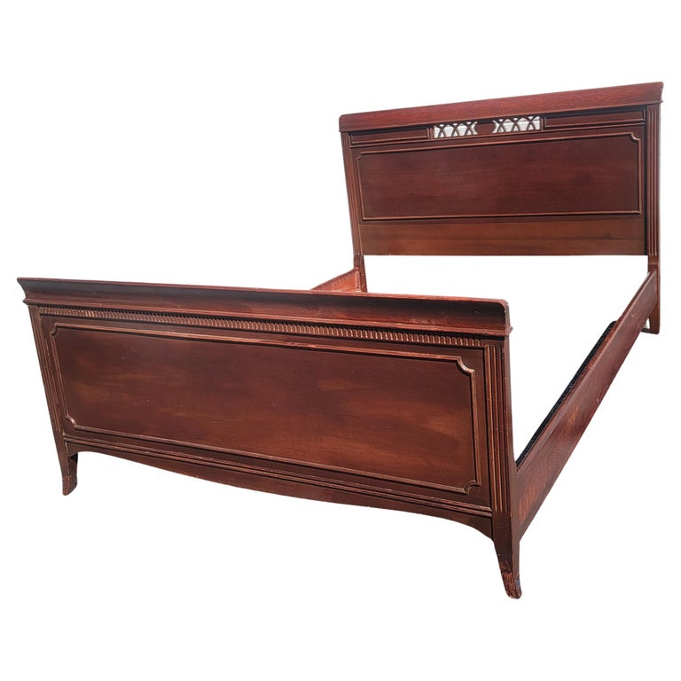1940s Kindel Mahogany Full Size Sleigh Bed For Sale at 1stDibs