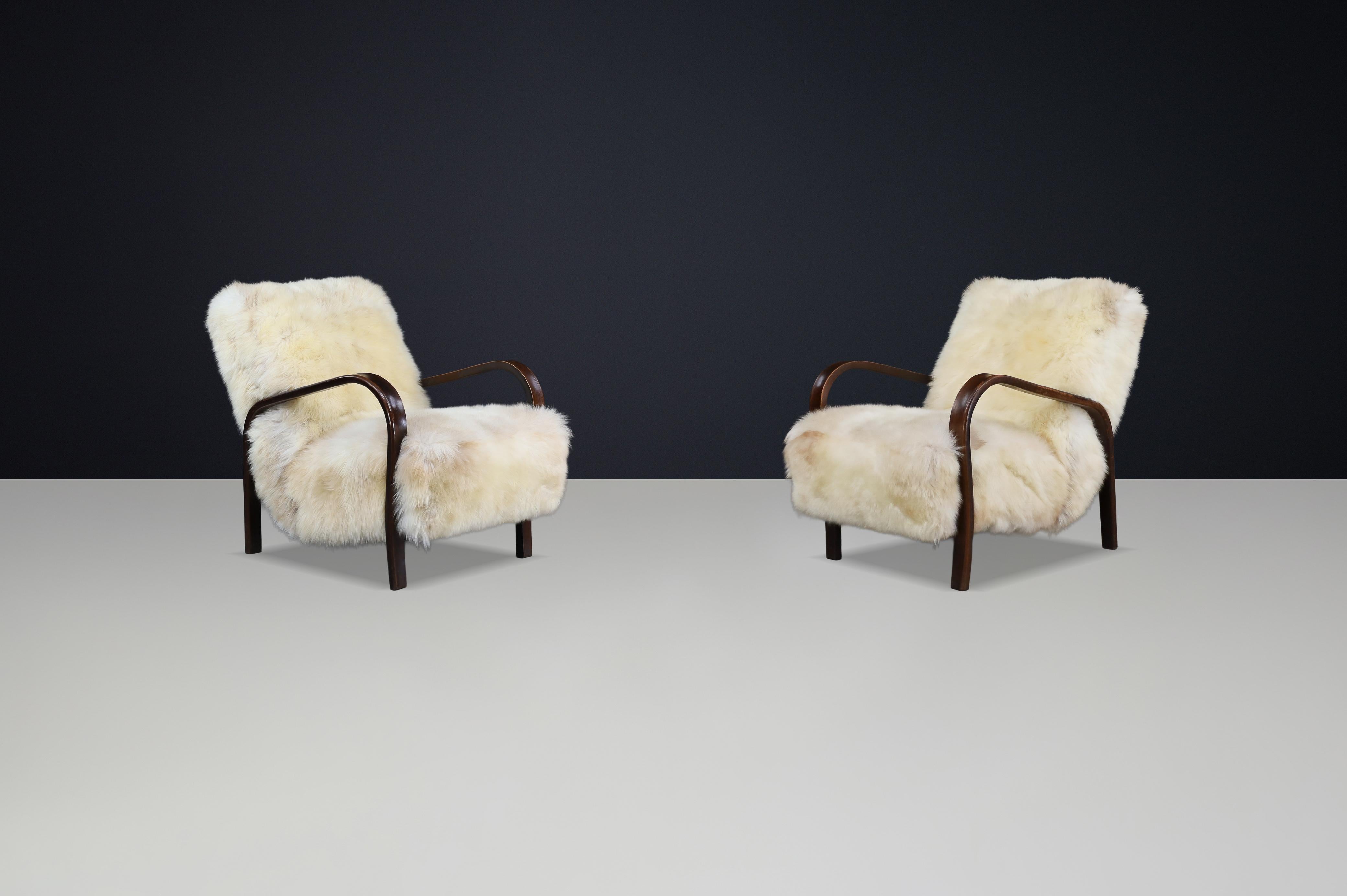 Sillones Kozelka & Kropacek de los años 40 en piel de oveja de Texel y estructura patinada oscura


Lujosos sillones de mediados de siglo con armazón de madera curvada patinada y piel de oveja Texel de felpa color marfil: confort atemporal con