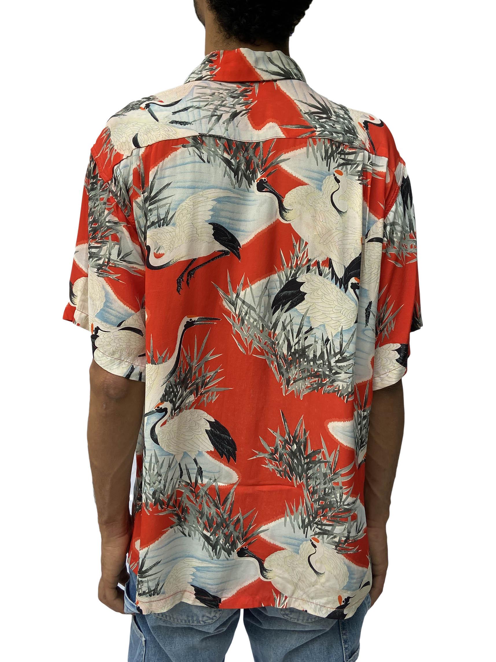 Kramers 1940S rosso leggero Rayon Hawaiian  Camicia in vendita 1