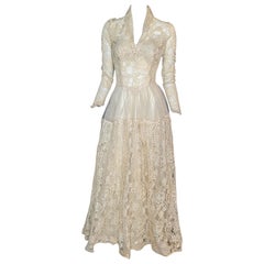 1940s Lace Wedding Gown with Original Matching Bolero