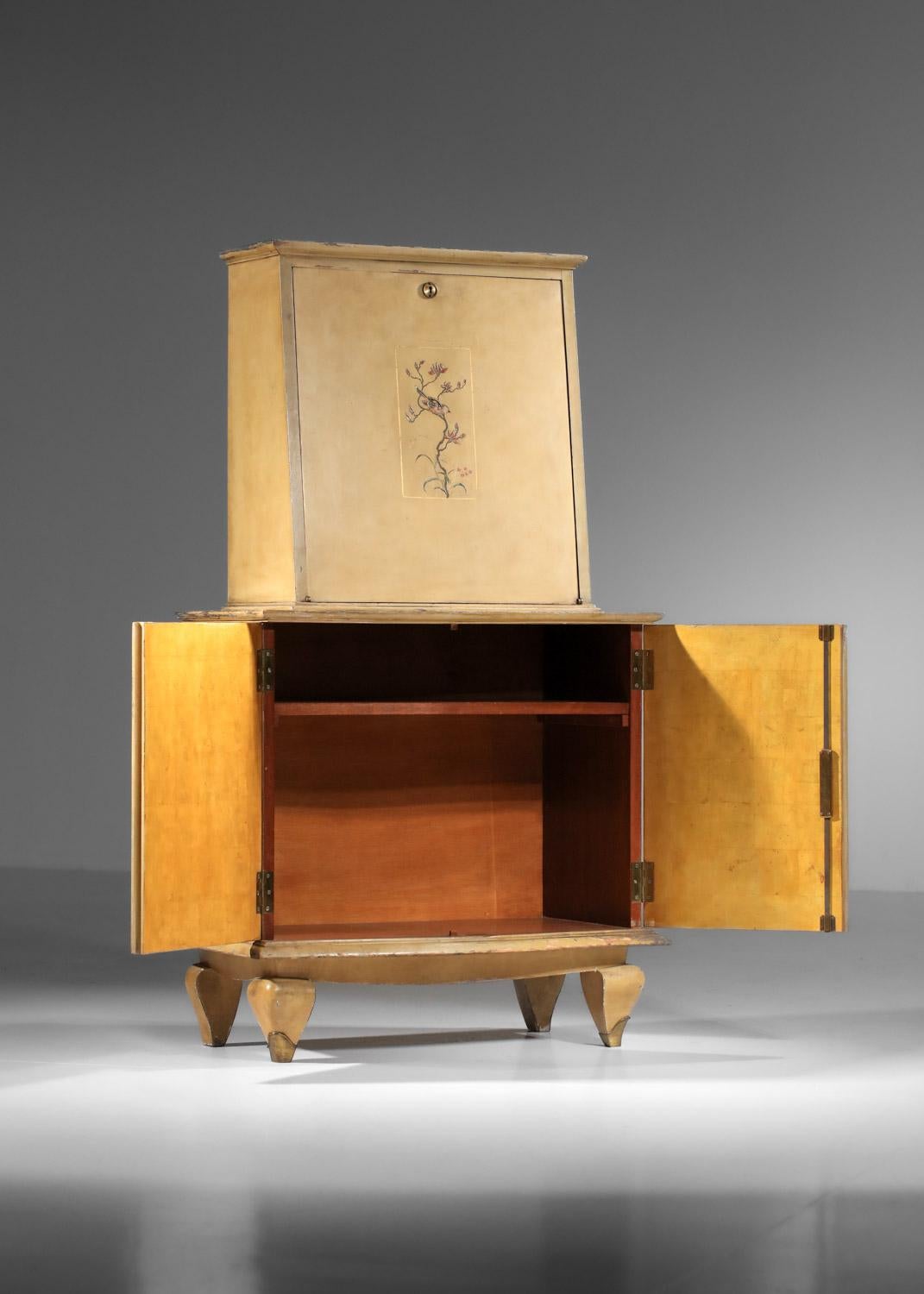 1940s lacquered wood writing desk attributed to René Drouet French art deco For Sale 6