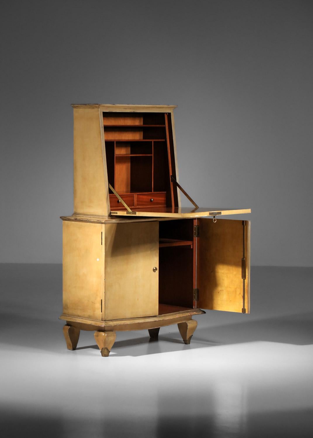 1940s lacquered wood writing desk attributed to René Drouet French art deco For Sale 7